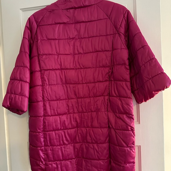 Puffer coat above the knee , 3/4 sleeves, pink. - Picture 3 of 6